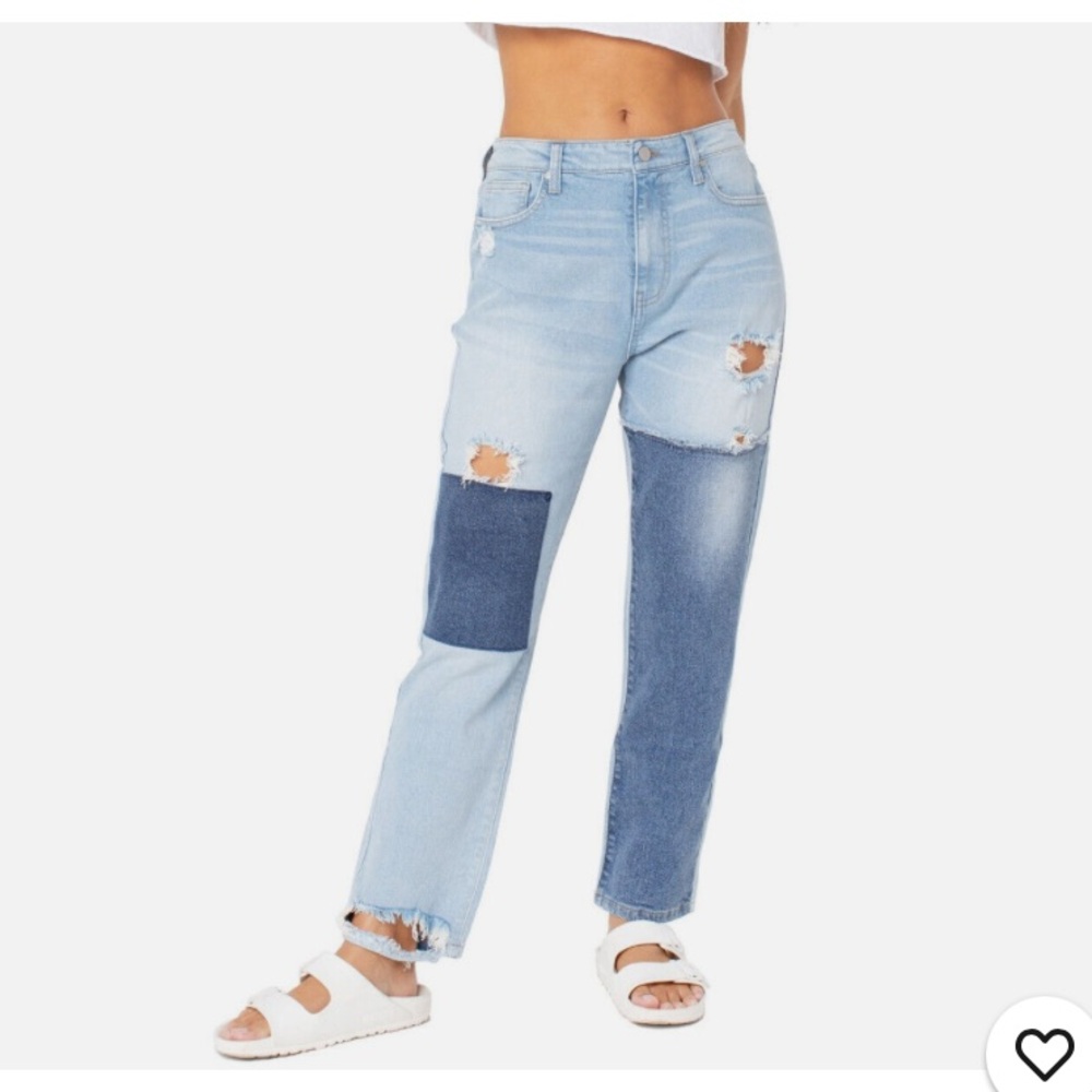 Celebrity Pink Slim Straight Distressed Two Tone Jeans, size 27